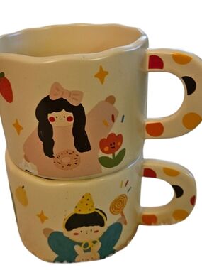 Whimsical Charming Vibrant Crafted Childrens Ceramic  Mugs 2